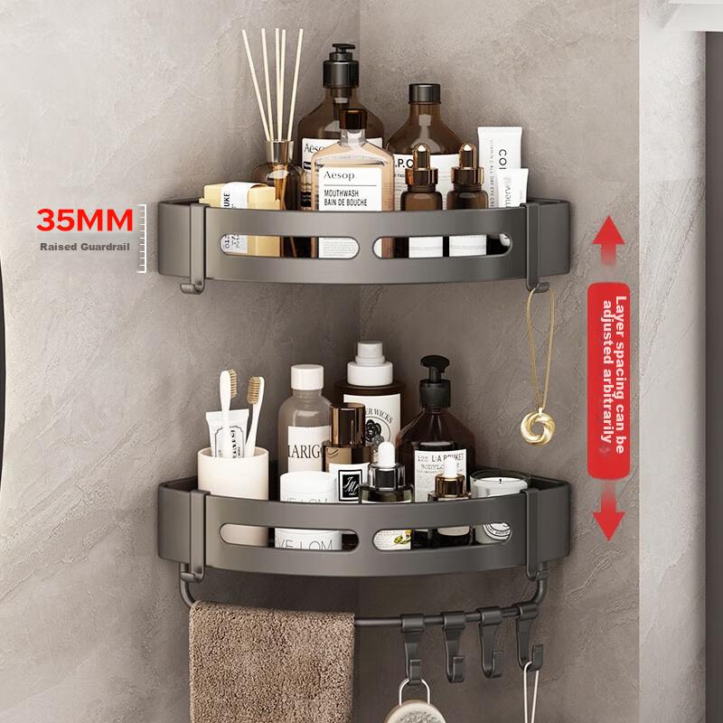 Xinpei Bathroom Corner Shelf, Wall-Mounted Toilet Organizer without Drilling, Washroom Storage Rack for Bathroom Vanity