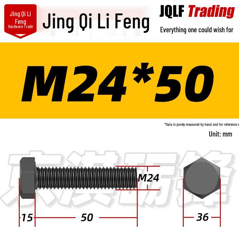12.9 Grade High-Strength Blackened Hex Bolt M22-M48