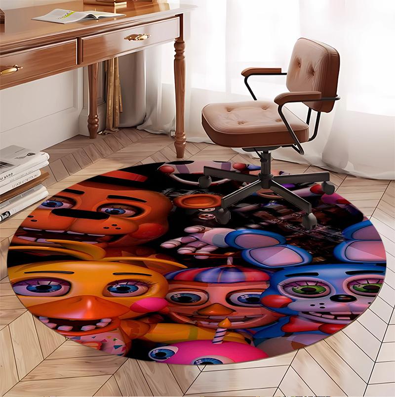 Five Nights at Freddy's Pattern Round Rug, Indoor/Outdoor Mat, for Picnic, Gameroom, Bedroom, Office, Living Room, Home Decor Carpet, Birthday Gift