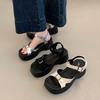Roman Shoes and Sandals Summer Wedge 2025 Fashion Soft Leather Height Increase Thick Sole New Muffin Women Thick Sole Versatile