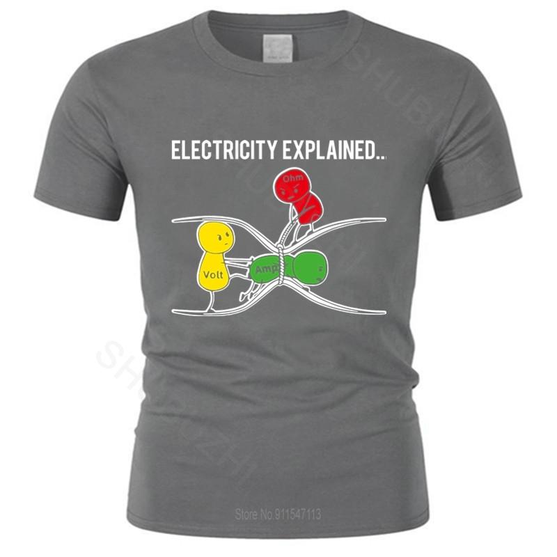 Мужская хлопковая футболка Модная футболка Футболка в стиле «Объяснение электричества» для мужчины Версия 2 футболка с коротким рукавом