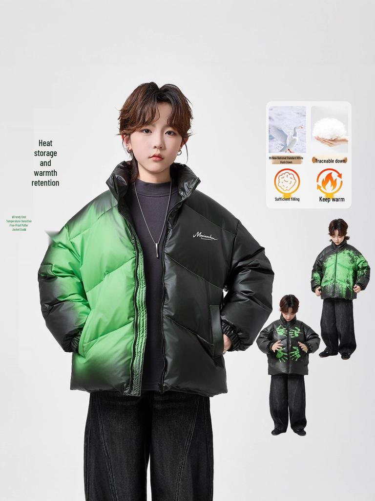 2026 Trendy Temperature-Sensitive Boys' Puffer Jacket: 90% White Duck Down for Older Children.