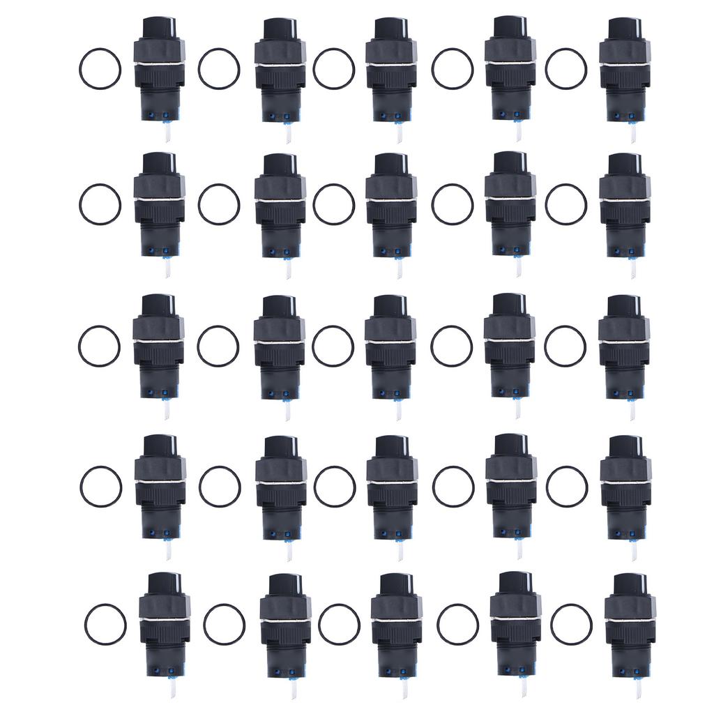 25Pcs Rotary Switch Knob 2 Position Self Locking Selector 16mm Set Kit for Equipment