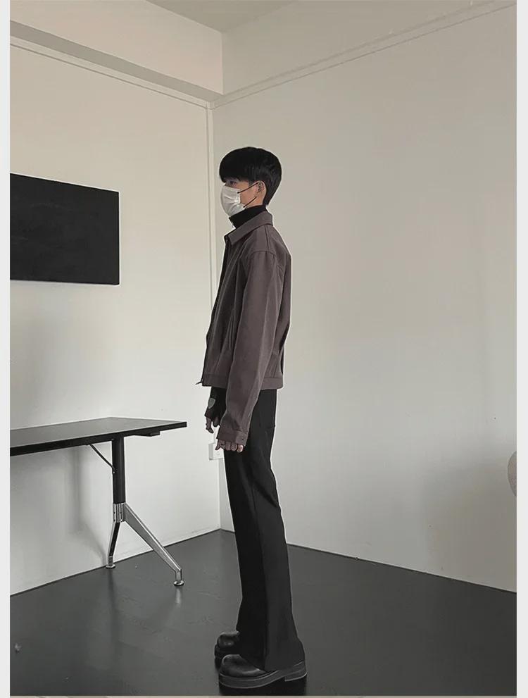 Мужское повседневное свободное короткое пальто в корейском стиле на осень/зиму с широкими лацканами