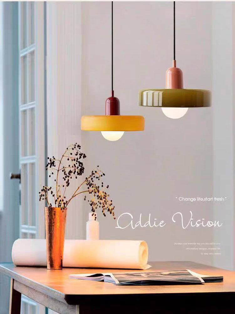 Винтажный подвесной светильник из зеленого стекла в стиле Мемфис - Современная прикроватная люстра в стиле Баухаус