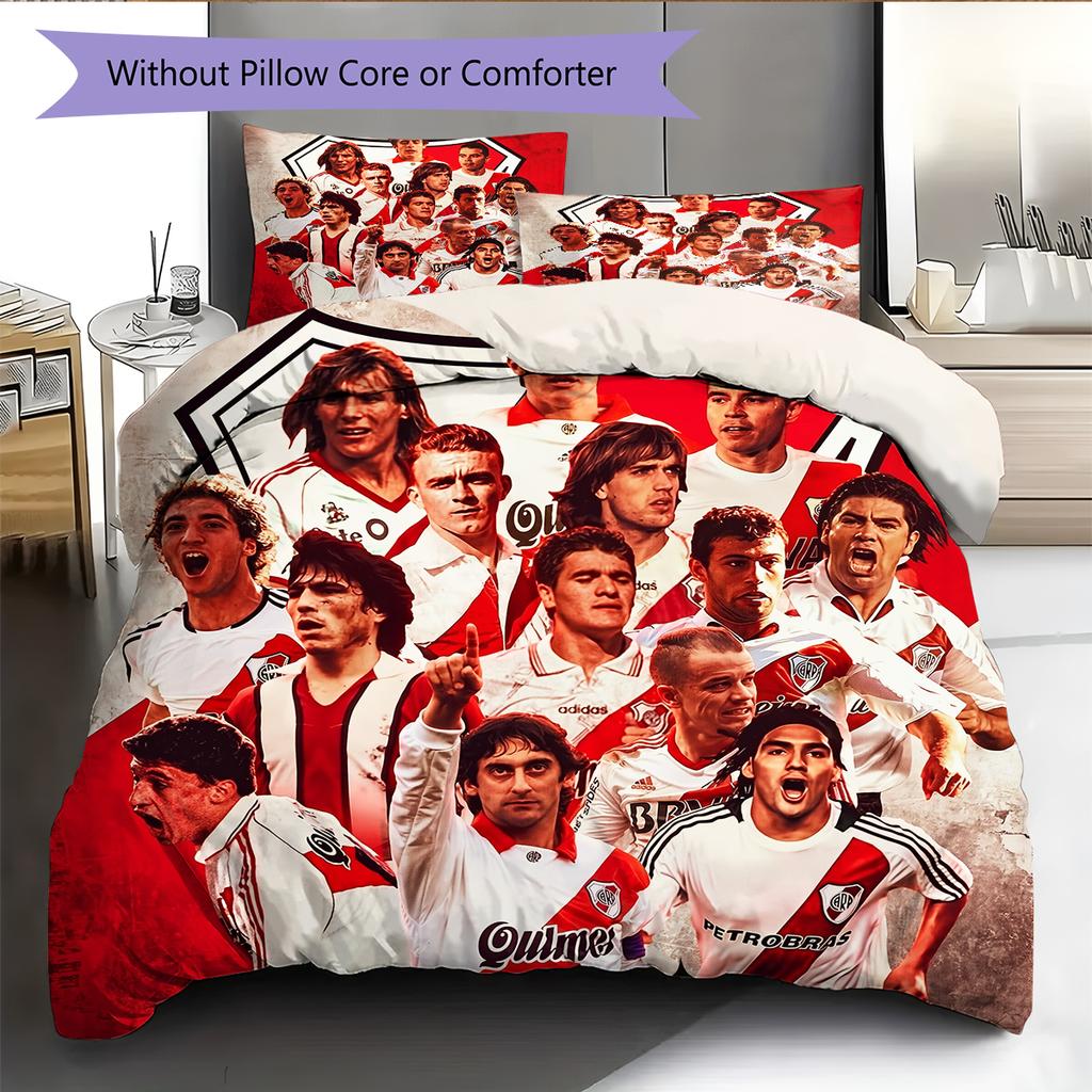 River Plate Football Club Pattern Bedding Home Decoration Birthday Gift (1 * duvet cover + 2 * pillowcase, without core)