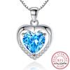Silver 925 Necklace Women Girlfriend Wife Gift Jewelry Love Heart Zircon Crystal Pendant Necklace Colar De Prata Gn9
