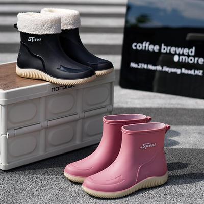 Водные туфли водонепроницаемые и нескользящие короткие дождевые туфли женские резиновые сапоги модная верхняя одежда женские водонепроницаемые туфли из хлопка