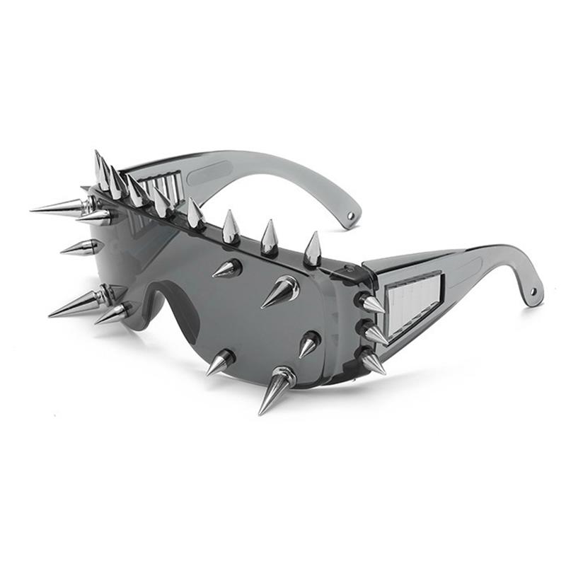 1Pieces Novelty Punk Glasses Rock Large Shield Spike Fashion Weird Club Sunglasses Mountaineering Glasses