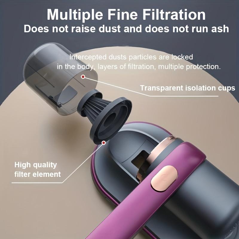 Беспроводной пылесос для кровати с мощным всасыванием, низким уровнем шума, УФ-лампой и моющимся HEPA-фильтром