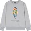 Polo Hoodie Kids Pullover Round Neck Bear Print Long Sleeve Kids Hoodies Gray 323960439-003