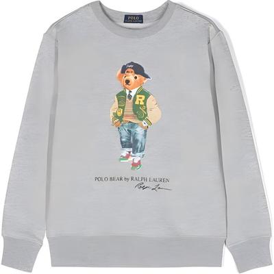 Polo Hoodie Kids Пуловер с круглым вырезом и принтом медведя, с длинными рукавами, детские толстовки с капюшоном, серый 323960439-003