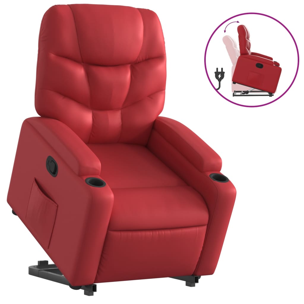 Recliner with Rising Function Red PU Leather