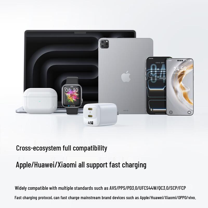 Baseus Быстрое зарядное устройство Little Ice 45 Вт GaN с двумя портами USB-C