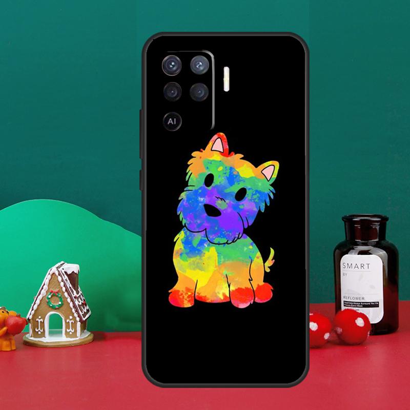 Cartoon Westie Dog Case For Oppo A15 A6 A5 Pro A17 A57 A54 A74 A94 A16 A76 A96 A40 A60 A80 A18 A38 A58 A78 A98