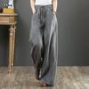 Solid Color Literary Cotton and Linen Women's Pants High-waisted Mopping Pants Straight Trousers Linen Pants Loose Large Size Wide-leg Pants