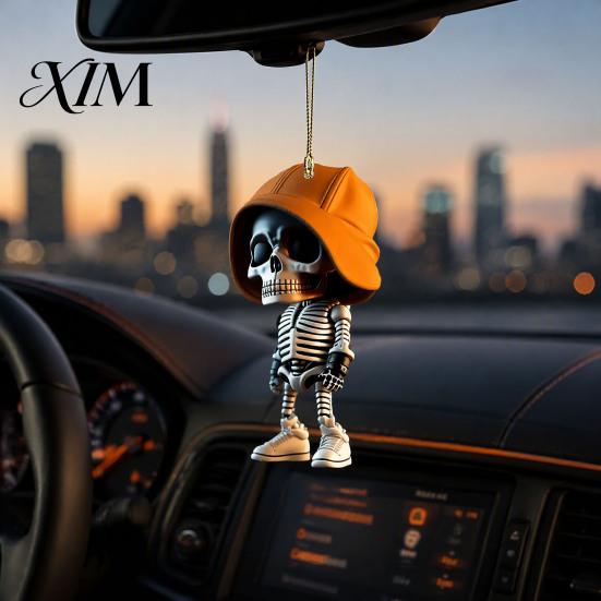 Creative Halloween Party Favors 2Pcs Hoodie Skeleton Ornaments, 2D Flat Acrylic Pendants, Gothic Unique Interior Car Accessories Style