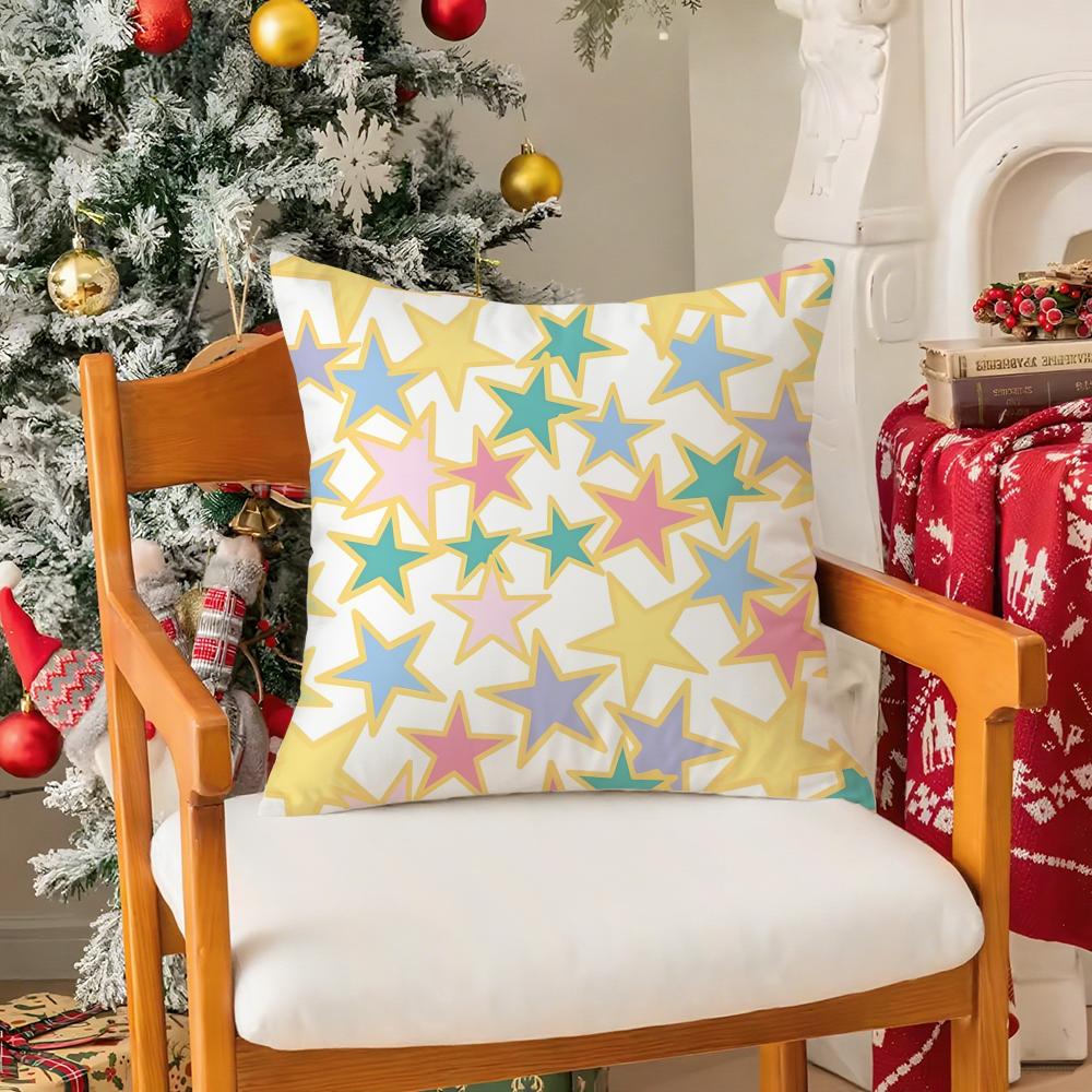 Stars Pattern Pillow Case Silky Elegant Comfort Sofa Bed Invisible Zipper