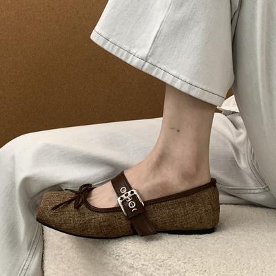 IPPEUM Туфли Мэри Джейн Балетки Обувь Квадратный Носок 2025 Новые Туфли Балерины с Пряжкой