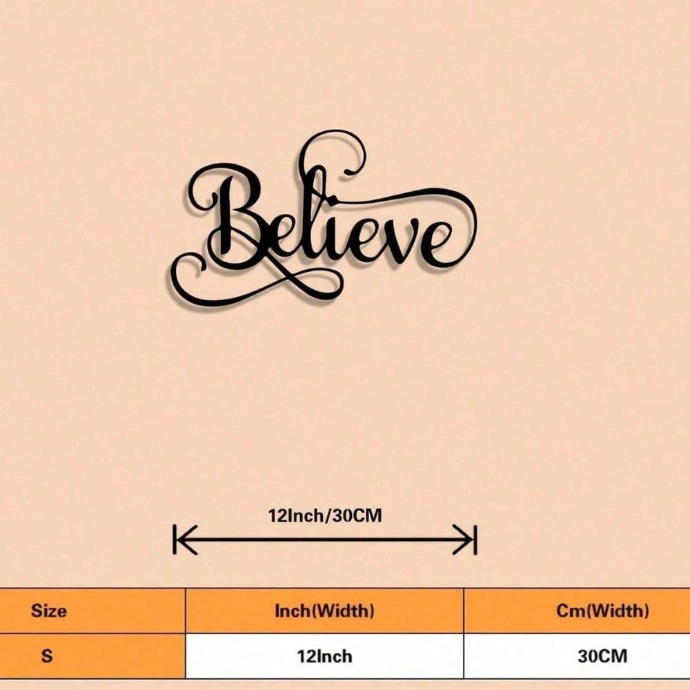 Винтажное Металлическое Настенное Искусство 'Believe' Черное Железное Написание Декор в Стиле Фермерского Дома Вдохновляющий Подарок