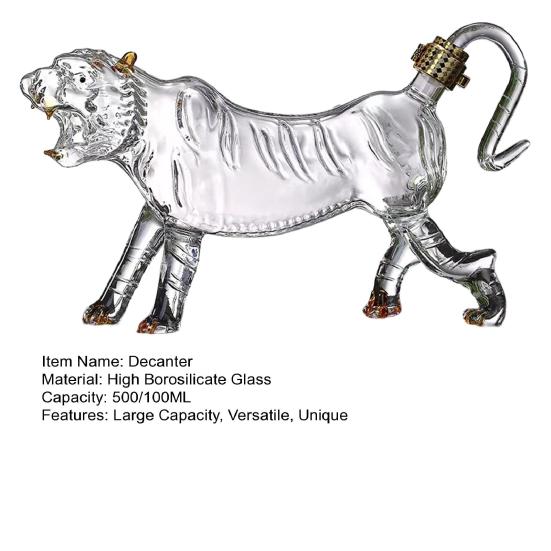 Хрустальный декантер для виски Tiger Термостойкий Ручной работы Ликер 500/1000 мл Декантер Уникальный декантер для алкоголя Подарок для вина Виски Рома
