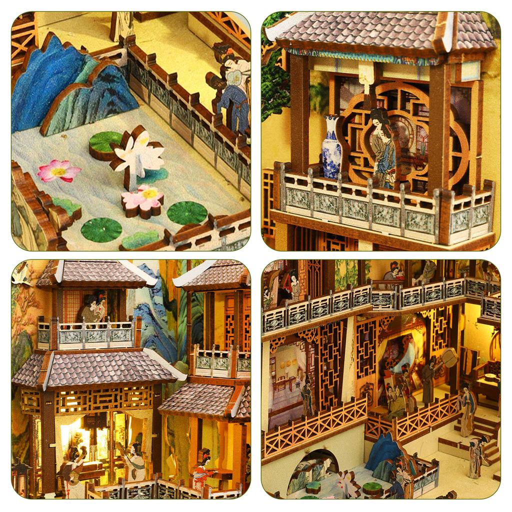 Набор для создания книжного уголка своими руками, 3D деревянная пазл-вставка в книжную полку, Декор со светодиодной подсветкой-сенсором, Миниатюрный домик-кукла, Набор для сборки для детей и взрослых