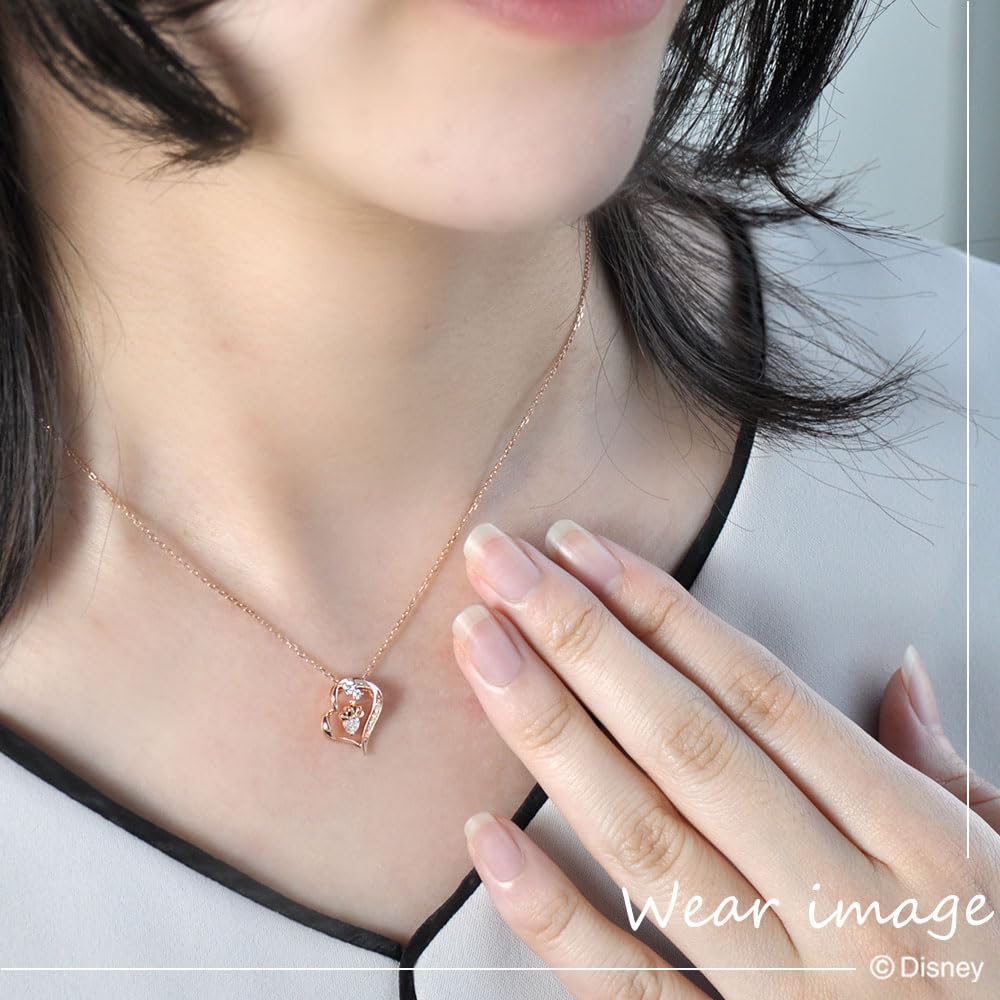 Ожерелье с подвеской в виде сердца Минни, серебряная лента, розовый подарок vpcds20314 [Disney]