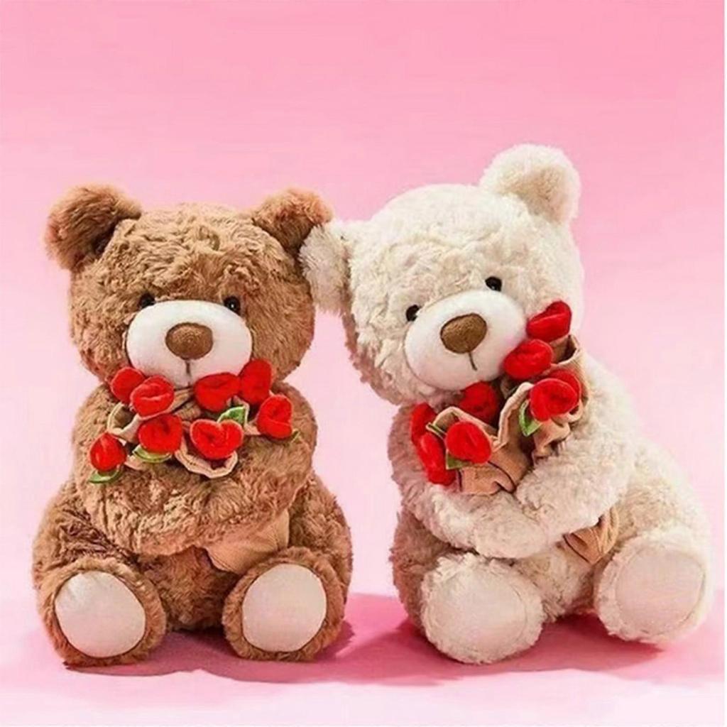 Cute Teddy Bear Plush Toy Holding A Red Rose, Adorable Stuffed Animal Gift For Girlfriend, Valentine’S Day, Mother’S Day, And Romantic Occasions