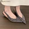 Fashion Leopard Pointed Toe Sandals High Heels Shoes Women Slippers Slingback Summer 2025 Trend Sexy Dress Loafers Shallow Pumps Mujer