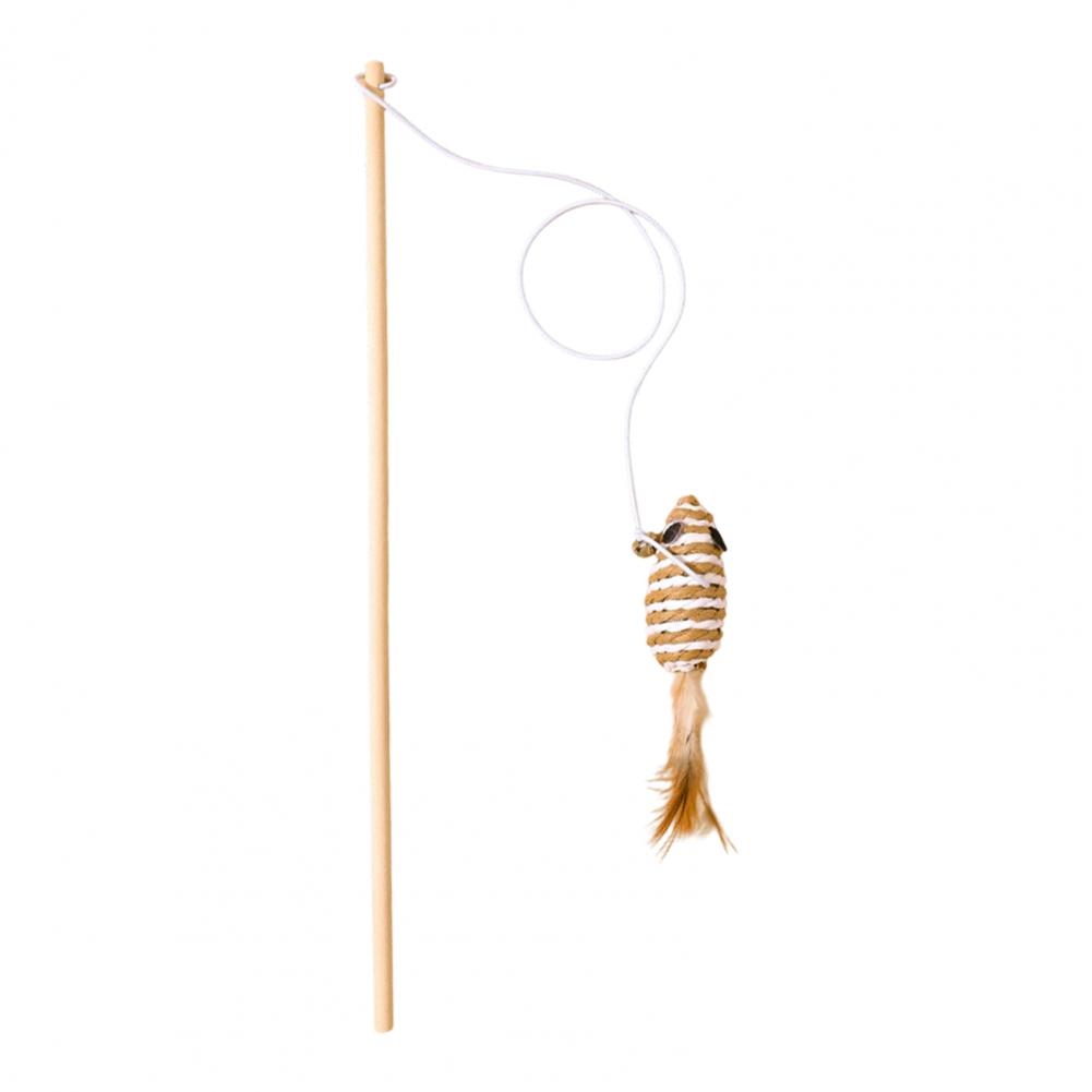Funny Cat Stick Interactive Toy with Feather Lightweight Cat Teaser Wand Hunting Instinct Activation Cat Teaser Stick for Indoor