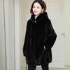 Women Thick Warm Outwear Hooded Mid Length Faux Fur Coat Female Parka Autumn Winter Imitation Mink Velvet Overcoat