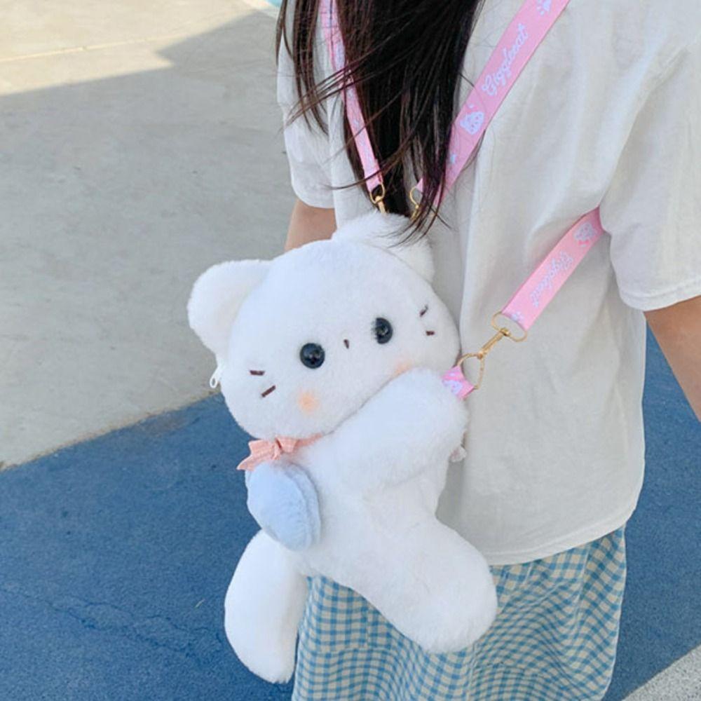 Korean Style Plush Doll Crossbody Bag JK Lolita Animal Shoulder Bag Children's School Bag Outdoor