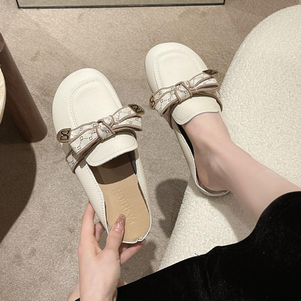 Baotou Half Slippers Women Flat Out Wear 2025 Spring and Summer New Internet Celebrity Super Fire Without Heel Lazy Shoes