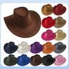 Мужские и женские ковбойские шляпы, солнцезащитные козырьки, ковбойские шляпы в западном стиле для лугов, парные дорожные шляпы с большими полями, цилиндры, замша