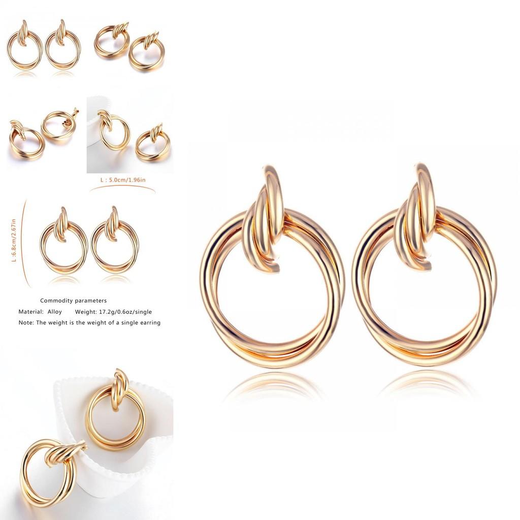Unique Round Alloy Earrings For Women Modern European Style Perfect Gift Option