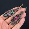 Ruby In Zoisite  Handmade Copper Wire Wrap Jewelry Earring 3.23" L0b84