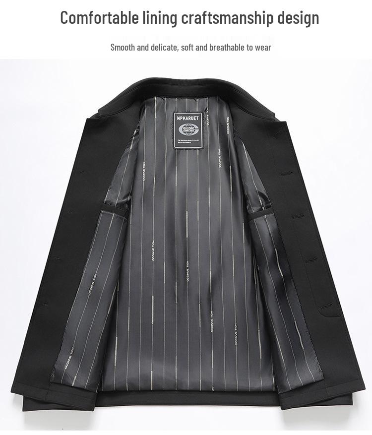 Мужская куртка с лацканами на пуговицах, Business Casual, Весна/Осень, для среднего и пожилого возраста (60-70) Отцы.