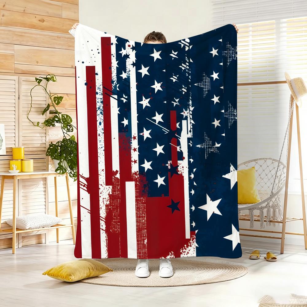 Vintage British Style Throw Lightweight  Flannel Blanket Soft Skin-friendly for Summer Cooling