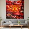 Tapestry Manchester United FC Crest Glory Glory Matchday Red Fan Collage Wall Art for Red Devils Fan Cave Decor