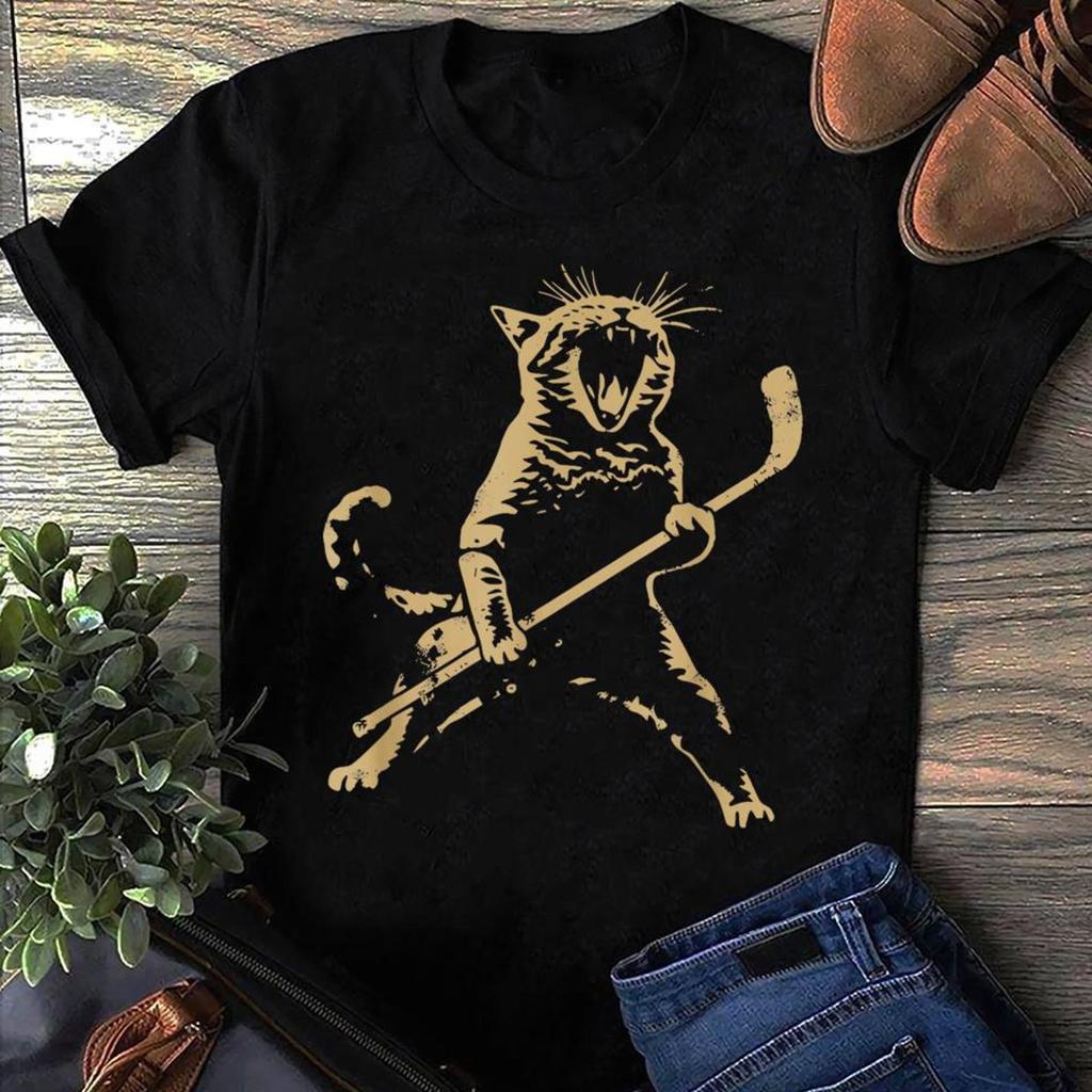 Cat Playing Ice Hockey Hockey T Shirt, Funny Hockey,Ice Hockey Player,Hockey Dad Tee, Hockey Lover Tee, Hockey Player Tee, Hockey Life
