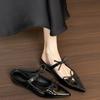 Autumn Double Bow Half-drag Inner Height Increase Pointed Patent Leather Half-drag Fashion Versatile Mary Jane Single Shoes