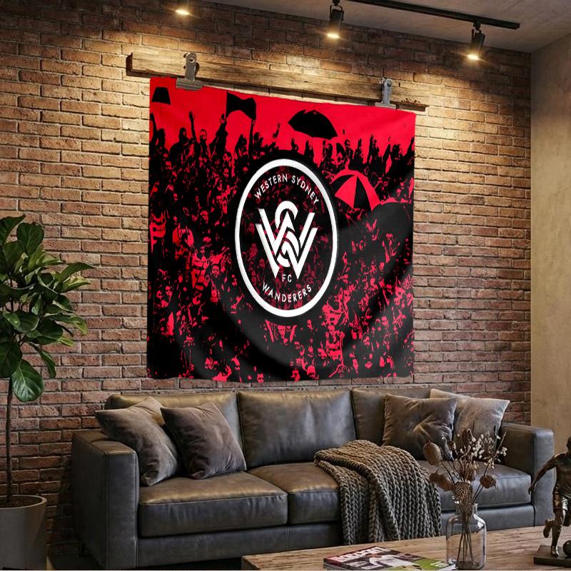 Western Sydney Wanderers Fc Tapestry Playroom Tapestry, Accessories for Bedroom,Livingroom, dormitory Room Wall Decor Fan Birthday Gifts