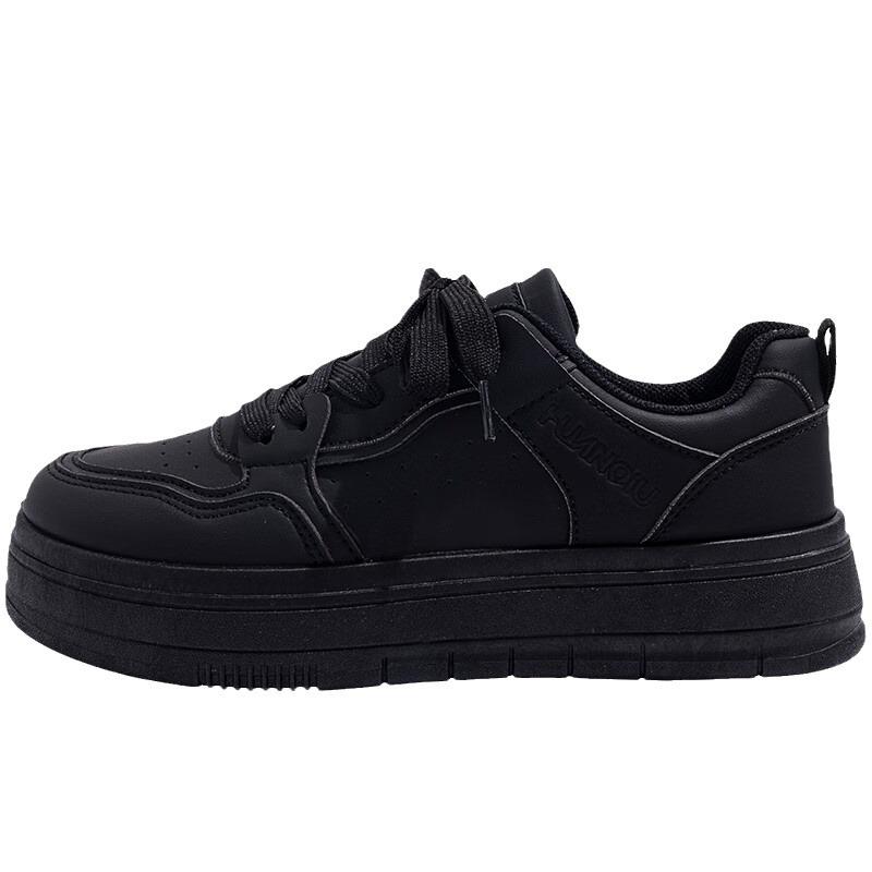 Global Women's Shoes Black Board Shoes Spring Shoes Versatile Little White Shoes Thick-soled Breathable Casual Little Black ZHQ1168-1