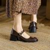 Japanese Style Lolita with Medium Heels Shoes for Women 2025 Square Toe Gothic Ladies Summer Footwear Mary Jane Wholesale 39 E