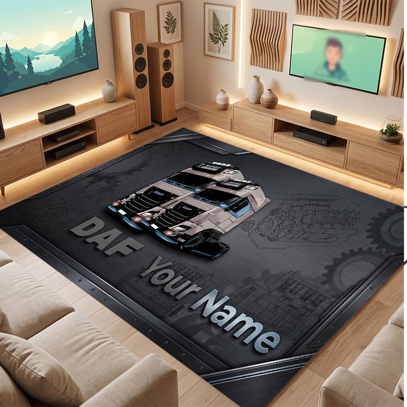 DAF Personalized Crystal Velvet Carpet, Customized Name Text Soft Anti‑Slip Rug for Living Room Bedroom