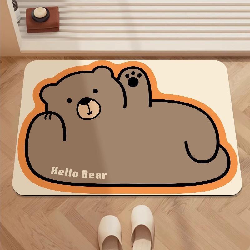 Милый коврик для ванной комнаты с животными, дверь в ванную комнату, диатомовая грязь, противоскользящий, впитывающий и грязный, мультяшный милый противоскользящий коврик для ног