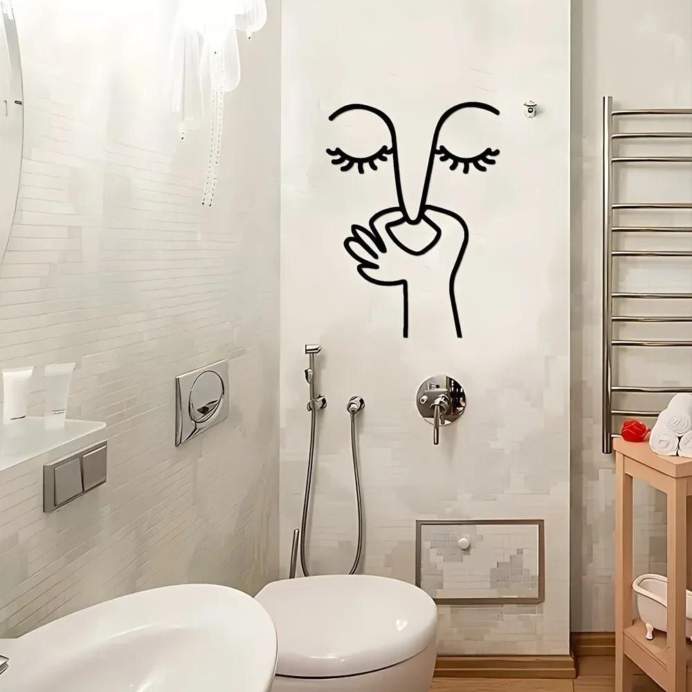 Creative Expression" 1Pc Humorous Metal Wall Art - Perfect for Bathroom, Bedroom & Living Room Decor. Unique Crafted Hanging.