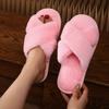 Cross-belt Women's Fluffy Slippers, Open Toe Slippers, Home Women's Thermal Cotton Slippers