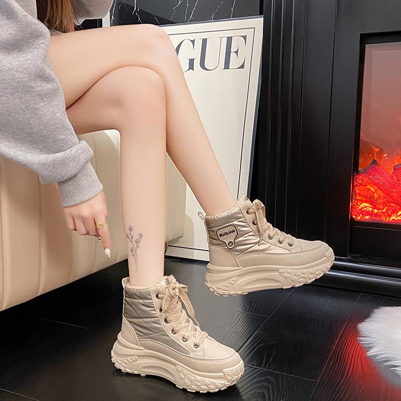 TUINANLE Женские ботильоны зимние плюшевые теплые высокие кроссовки для женщин прогулочные кроссовки нескользящие на открытом воздухе