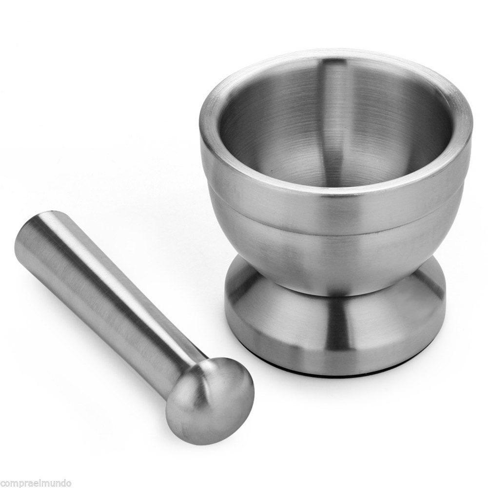 Stainless Steel Mortar and Pestle Kitchen Garlic Grinder Pot Pharmacy Bowl Garlic Press Pot Herb Mills Pepper Spice Grinder Tool